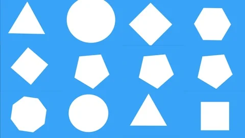 Background of regular shapes animation, flat design with white and blue color Vidéo 331252065