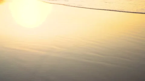 Background of relaxing waves of the sea during a beautiful sunset. Stock Footage 163358356