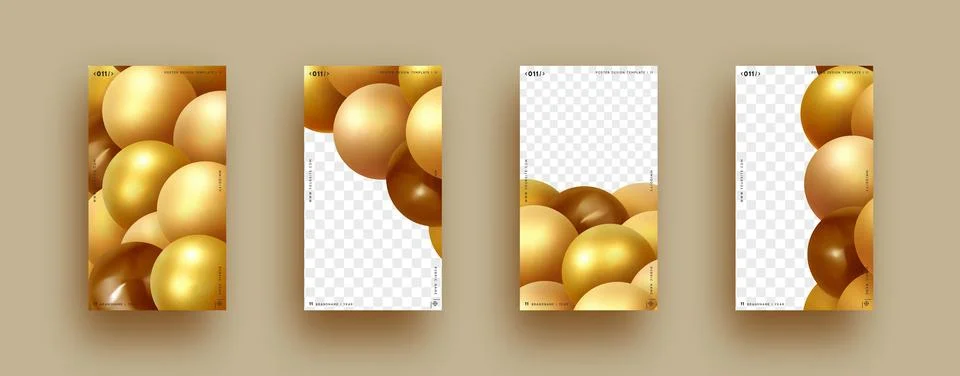 Background with render 3d golden balls. Round Sphere of geometric objects, .. Stock Illustration