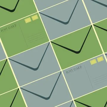 Background of retro envelopes. Pattern of letters depicted on both sides. Illustration