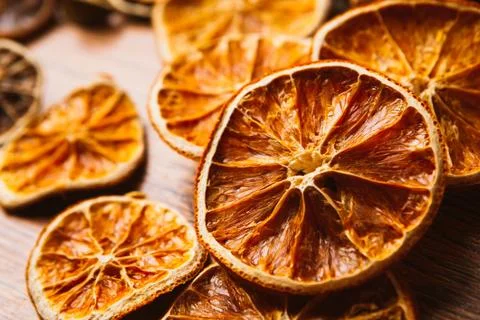 Background of rings  dried orange and lemon Stock Photos