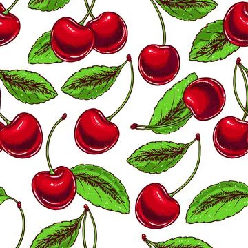 Background with ripe cherries Stock Illustration