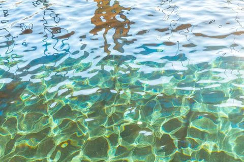 Background of rippled pattern of clean water in a blue swimming pool 스톡 사진