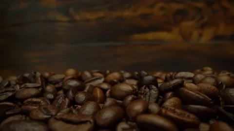 Background of roasted coffee beans close up 4k video. Stock Footage 151091364