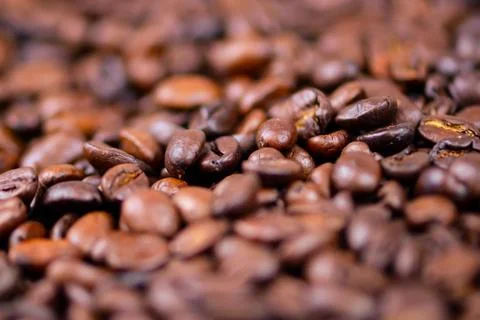 Background of roasted coffee beans. Stock Photos