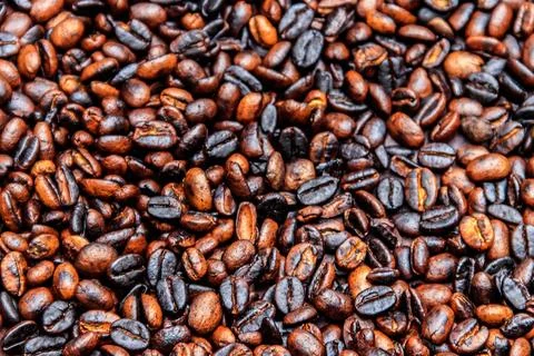 Background of the roasted coffee beans Stock Photos