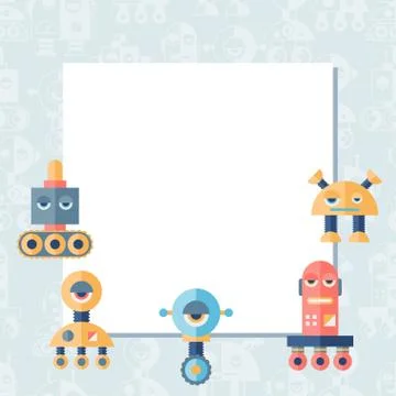 Background with robot in flat style Stock Illustration