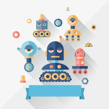 Background with robot in flat style イラスト素材