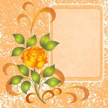 Background with rose and placard Stock Illustration