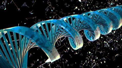 Background with rotating abstract DNA. 3D rendering Illustrazione stock