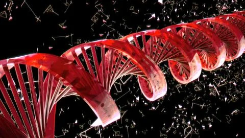 Background with rotating abstract DNA. 3D rendering Illustrazione stock