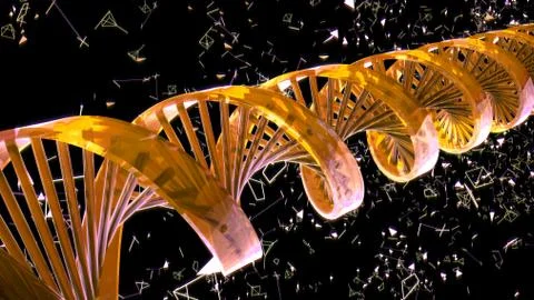 Background with rotating abstract DNA. 3D rendering Illustrazione stock