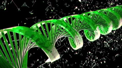 Background with rotating abstract DNA. 3D rendering Stockillustratie
