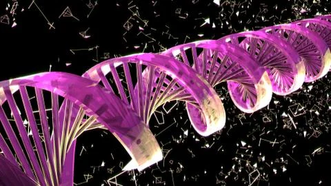 Background with rotating abstract DNA. 3D rendering Stock Illustration