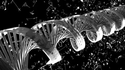 Background with rotating abstract DNA. 3D rendering Illustrazione stock