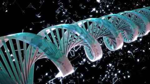 Background with rotating abstract DNA. 3D rendering Stockillustratie