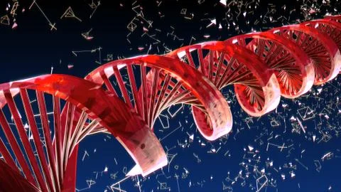 Background with rotating abstract DNA. 3D rendering Stock Illustration