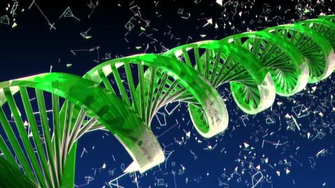 Background with rotating abstract DNA. 3D rendering Stock Illustration