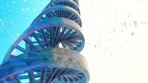 Background with rotating abstract DNA. 3D rendering Illustrazione stock