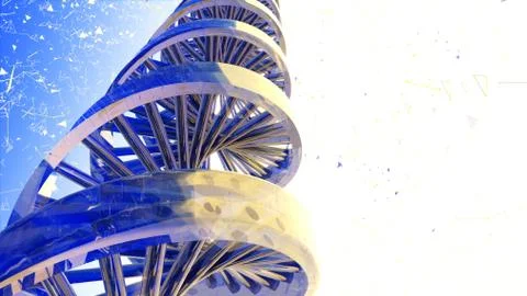 Background with rotating abstract DNA. 3D rendering Stock Illustration