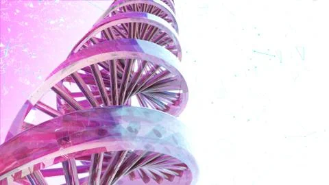 Background with rotating abstract DNA. 3D rendering Illustrazione stock