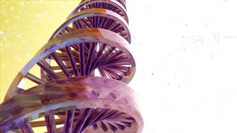 Background with rotating abstract DNA. 3D rendering Illustrazione stock