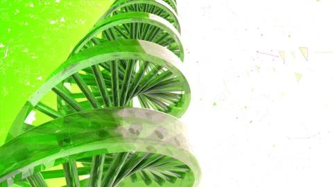 Background with rotating abstract DNA. 3D rendering Illustrazione stock