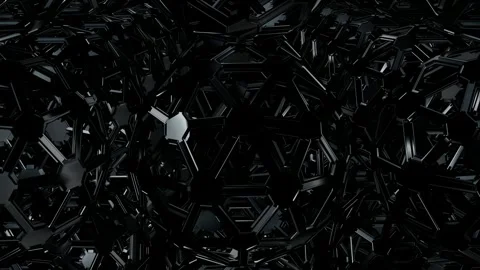 Background with Rotating Black Spheres, 3D Render, Reflection, Exclusive Stock Footage 270234136