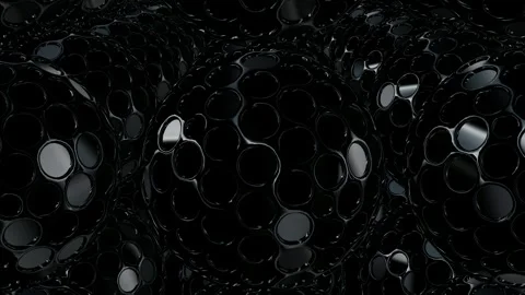 Background with Rotating Black Spheres, Exclusive, 3D Render, Reflection Stock Footage 270234053