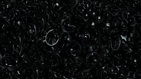 Background with Rotating Black Spheres, Reflection, Exclusive, 3D Render Stock Footage 270234137