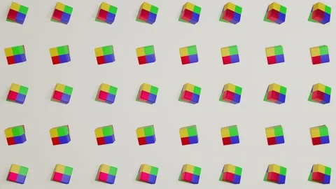 Background of rotating multi-colored squares on a light backdrop. 3d render. loo Stock Footage 168253762