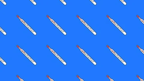 Background of rotating thermometers. Temperature is 36.6. Stock Footage 128161888