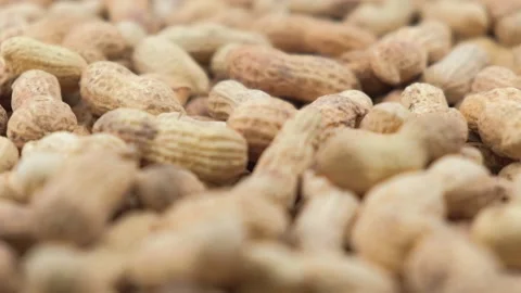 Background of rotation of ground peanuts in shell.ground peanuts rotates closeup Stock Footage 223265345