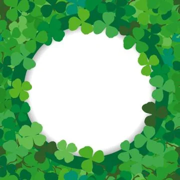 Background with a round frame of clovers Stock Illustration