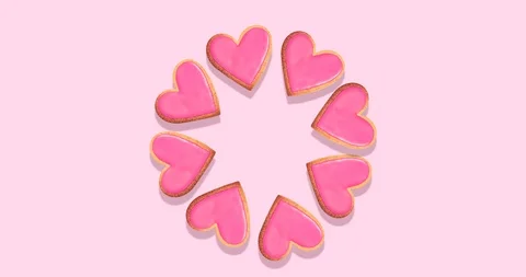 Background round pattern of Heart shaped cookie Video stock 118366747