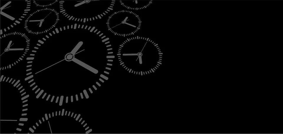 Background with round wall clocks. Stock Illustration