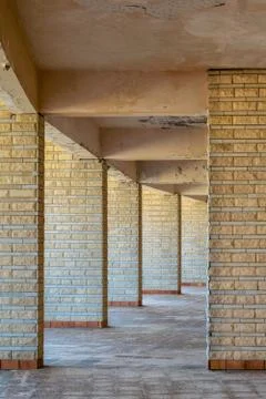 Background of row of sequential stone brick columns Stock Photos