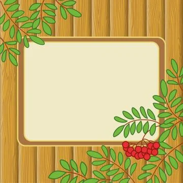 Background with rowanberry and table Stock Illustration