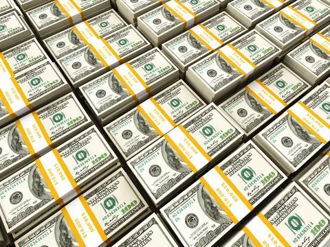 Background of rows of US dollars bundles 스톡 일러스트