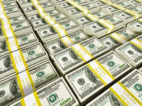 Background of rows of US dollars bundles 스톡 일러스트