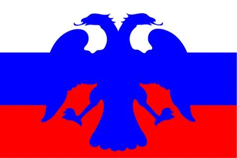 Background Russian Flag in flat style with the image of a double-headed eagle Stock Illustration
