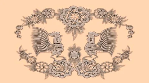 Background with russian folk patterns,  raster image for the design Stock Illustration