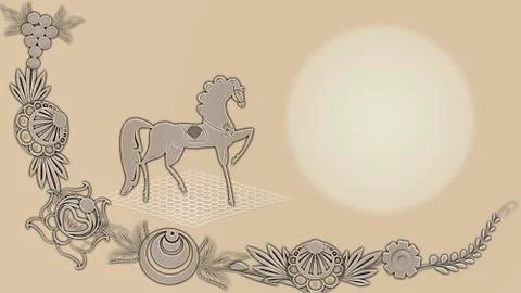 Background with russian folk patterns,  raster image for the design Stock Illustration