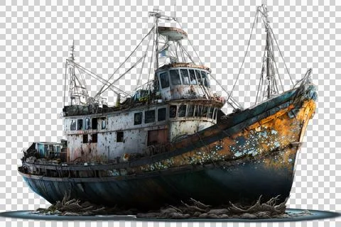 Background Rusted Boat w Alpha (3) Stock Illustration
