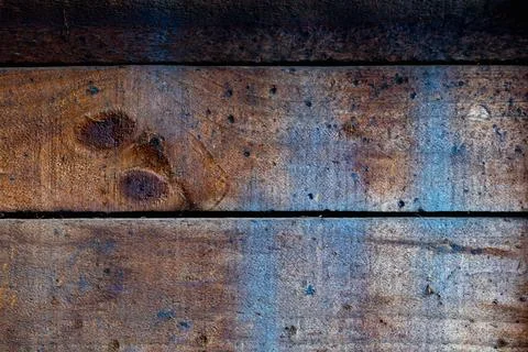 Background with rustic wood texture and paint splatters Stock Photos