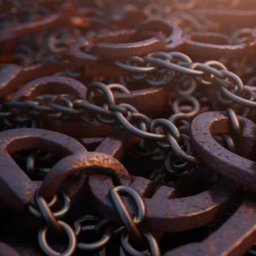 Background with rusty chains on the background Stock Illustration