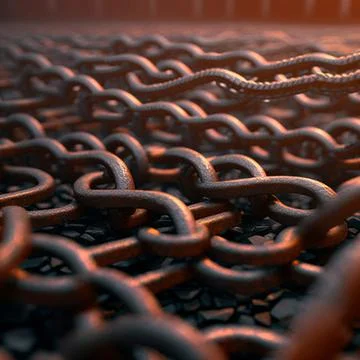 Background with rusty chains on the background Stock Illustration