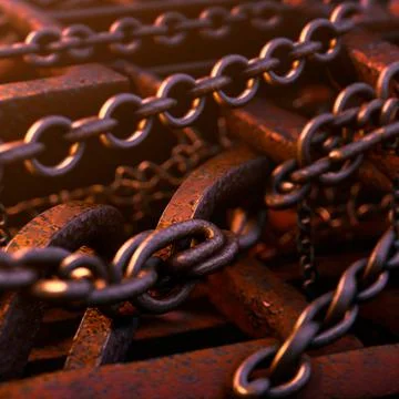 Background with rusty chains on the background Stock Illustration