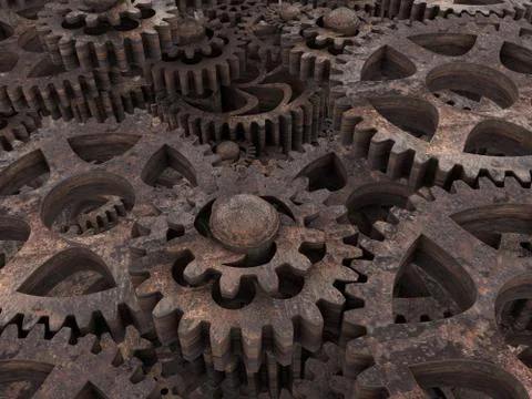 Background of rusty cog gears in various sizes イラスト素材
