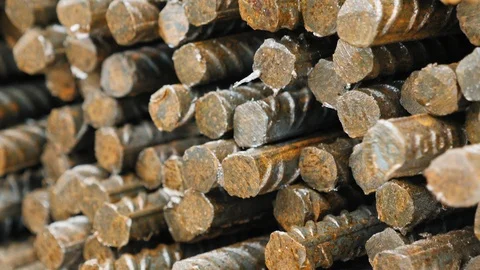 Background of rusty steel rods in a bundle Stock Footage 104108416